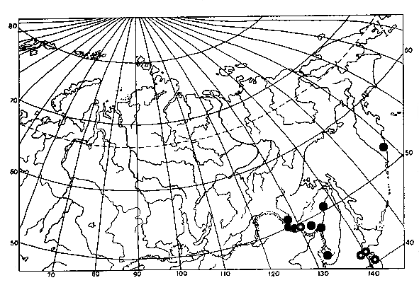 Polistes chinensis, distribution map