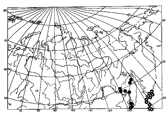 Vespula shidai, distribution map