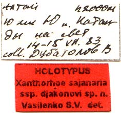 Holotype labels, color image