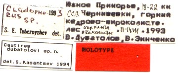 Holotype labels, color image